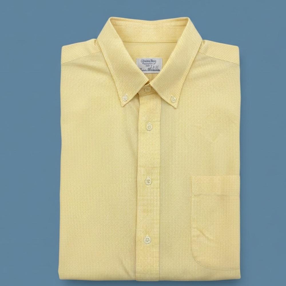 Gitman Bros XXL Yellow Micro Check Button Down Shirt Made in USA Ivy Prep